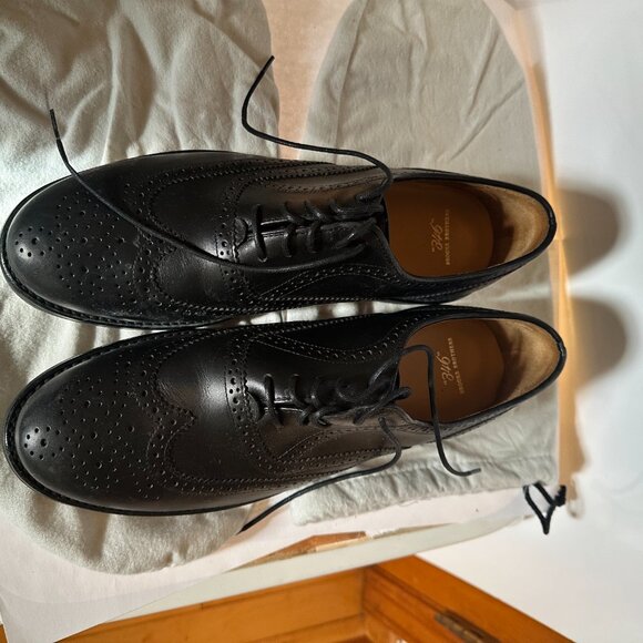 Brooks Brothers - Black Calfskin Wingtip Mens Shoes - Size 11D, Color Black main image 5